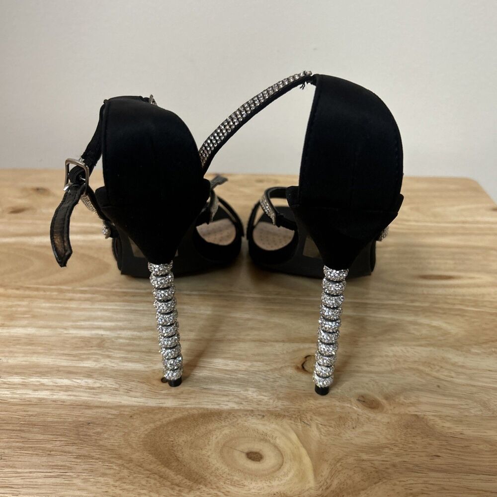 Azalea Wang Tricky Black Rhinestone Heel Sandals Size 10 Strappy New - Picture 5 of 7